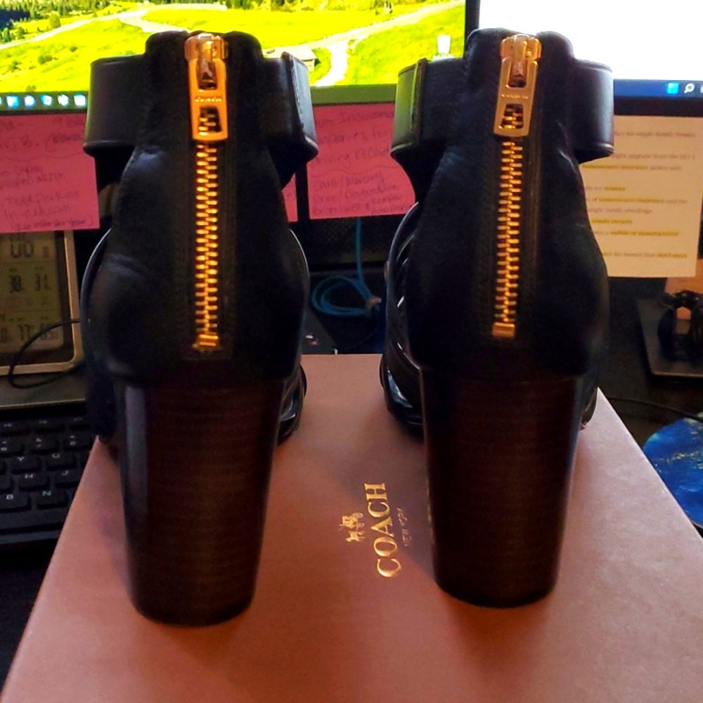 NIB Coach Leandra Sandal Size 8.5 Black Matte - Picture 3 of 7